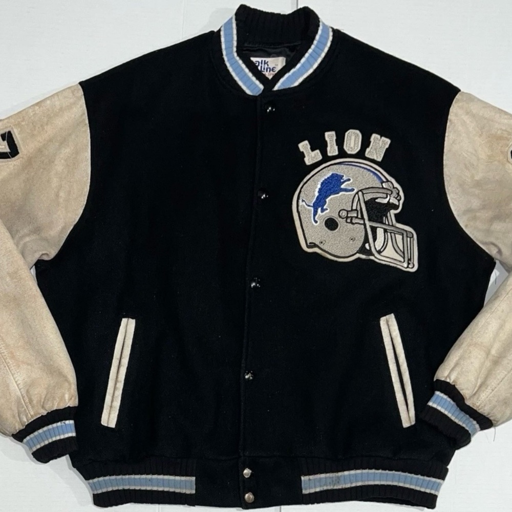 Vintage 90s Detroit Lions Chalk Line Beverly Hills Cop Script Jacket Xl